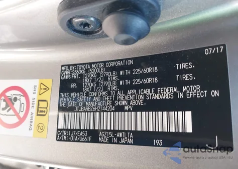 2017 Lexus Nx 200T z USA, uszkodzony, nr VIN JTJBARBZ6H2144204